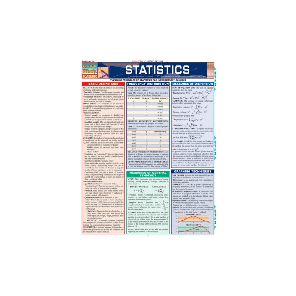 QuickStudy  Statistics Laminated Study Guide (9781572229440)