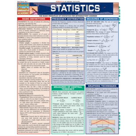 QuickStudy  Statistics Laminated Study Guide (9781572229440)